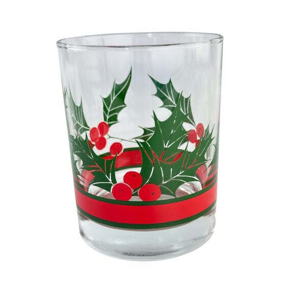 Libbey Holly Berry Glasses Set of 12, Vintage Christmas Wine, Lowball, Tumbler - Picture 7 of 16